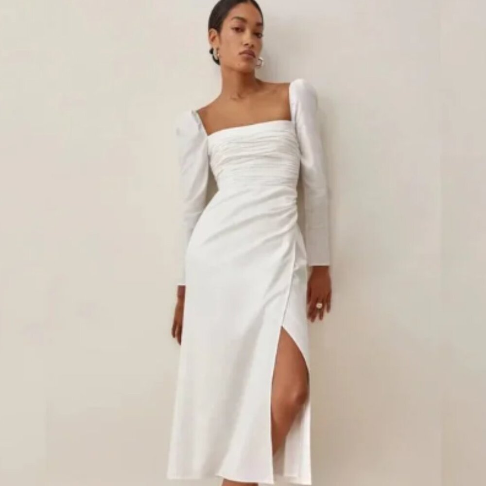 Reformation Isaac Dress in White Ivory- Size 10